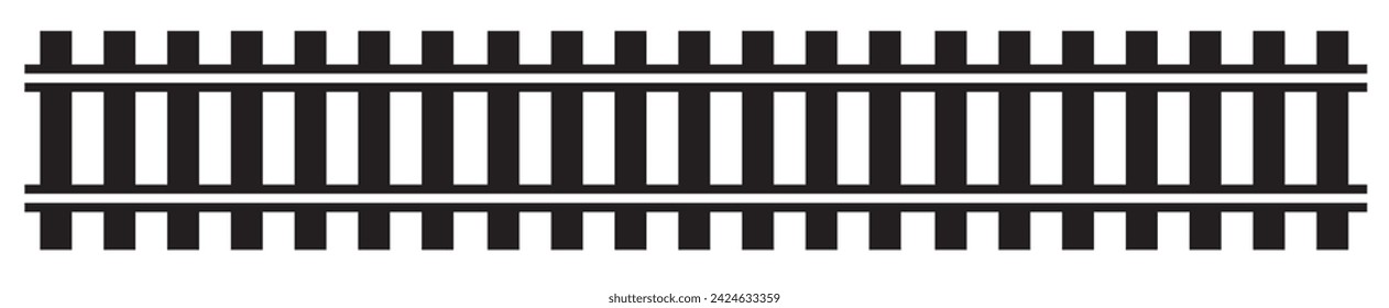 Railroad, Train track, Railway contour. Tramway, metro, subway path on isolated background. Vector illustration