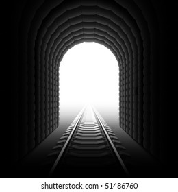 Railroad tunnel. Detailed vector.