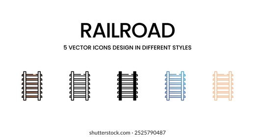 Conjunto de iconos de vectores de ferrocarril ilustración de stock