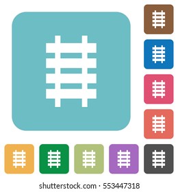 Railroad white flat icons on color rounded square backgrounds