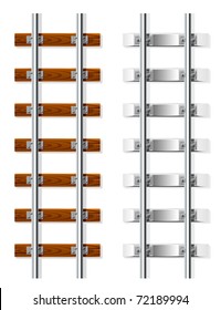 railroad with wooden and cement sleeper vector illustration isolated on white background