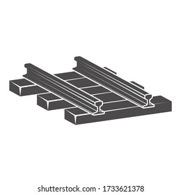 Rails sobre traviesas de madera para el icono del tren en un estilo plano. Ilustración vectorial.