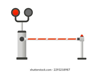 Railway barriers in the closed position. Railway. Open and closed the gate. Barrier for cars. Design concept for start up, business solutions,development and innovation creativity. Vector illustration