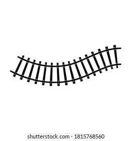 Icono negro del ferrocarril. Ilustración del vector de la vía de tren aislada en el fondo blanco.