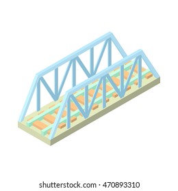 Railway bridge icon in cartoon style isolated on white background. Architecture symbol