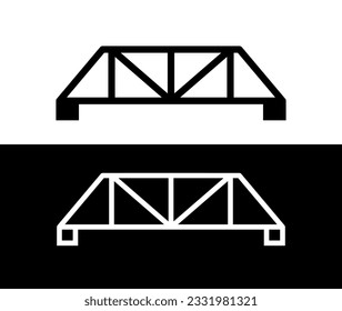 Railway bridge icon. Pictogram for marking the area on the map. Iron bridge over the river.