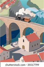 Railway in bridge of stone