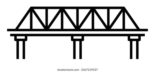 Railway bridge vector icon in outline design. Editable stroke.