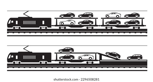 Railway car transporter – vector illustration