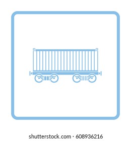 Railway cargo container icon. Blue frame design. Vector illustration.