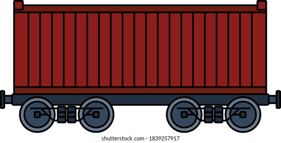 Railway Cargo Container Icon. Editable Outline With Color Fill Design. Vector Illustration.