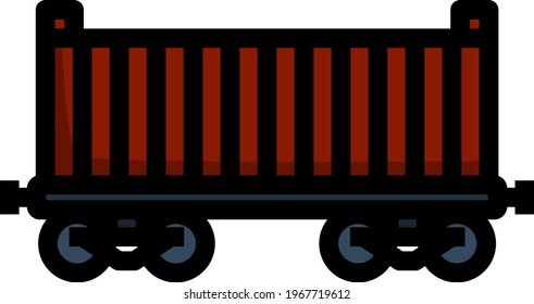 Railway Cargo Container Icon. Editable Bold Outline With Color Fill Design. Vector Illustration.