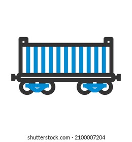 Railway Cargo Container Icon. Editable Bold Outline With Color Fill Design. Vector Illustration.