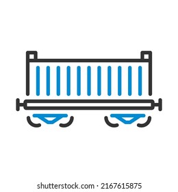 Railway Cargo Container Icon. Editable Bold Outline With Color Fill Design. Vector Illustration.