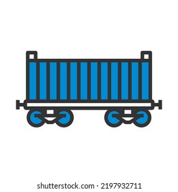 Railway Cargo Container Icon. Editable Bold Outline With Color Fill Design. Vector Illustration.