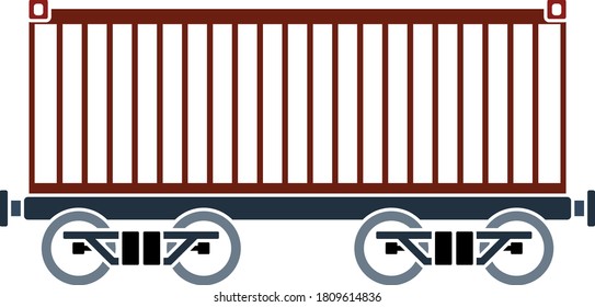 Icono de contenedor de carga ferroviaria. Diseño de color plano. Ilustración vectorial.
