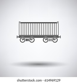 Railway cargo container icon on gray background, round shadow. Vector illustration.
