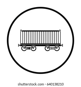 Railway cargo container icon. Thin circle design. Vector illustration.