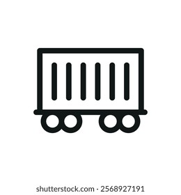 Railway cargo container line icon, train freight wagon vector symbol with editable stroke