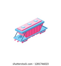Railway carriage 3d Vector Isometric icon illustration