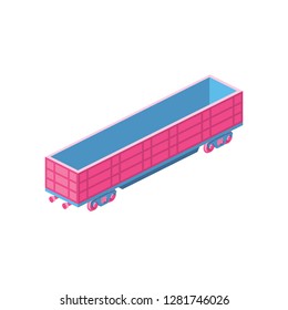 Railway carriage 3d Vector Isometric icon illustration