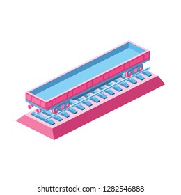 Railway carriage 3d Vector Isometric icon illustration
