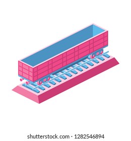 Railway carriage 3d Vector Isometric icon illustration