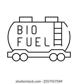 railway carriage bio fuel line icon vector. railway carriage bio fuel sign. isolated contour symbol black illustration