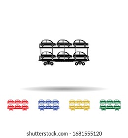 Railway carriage of car transportation multi color icon. Simple thin line, outline vector of transport by train icons for ui and ux, website or mobile application