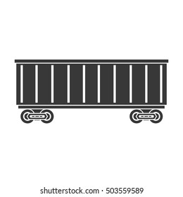 Railway carriage icon in black style isolated on white background. Logistic symbol stock vector illustration.