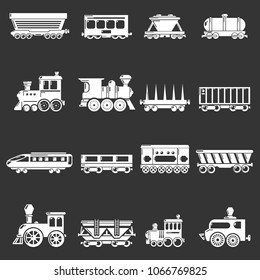 Railway carriage icons set vector white isolated on grey background 
