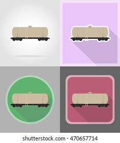 railway carriage train flat icons vector illustration isolated on background