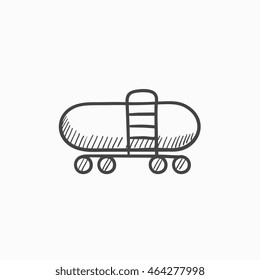 Icono de esbozo de vector de cisterna de ferrocarril aislado en el fondo. Icono de la cisterna del ferrocarril dibujado a mano. Icono de esbozo de cisterna para infografía, sitio web o aplicación.