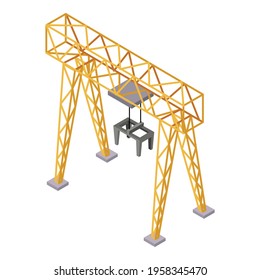 Railway construction crane icon. Isometric of Railway construction crane vector icon for web design isolated on white background