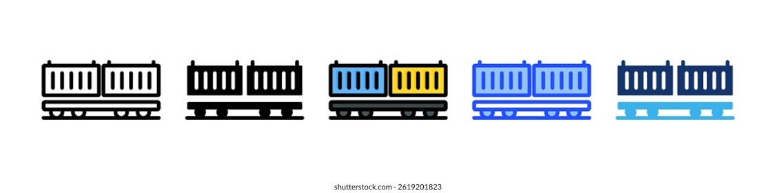 Eisenbahncontainer-Symbolsammlung mit mehreren Stilen