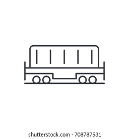 Railway container, wagon load thin line icon. Linear vector illustration. Pictogram isolated on white background
