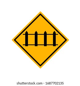 Railway Crossing ahead that is not protected by automatic gates Traffic Road Sign,Vector Illustration, Isolate On White Background Label.