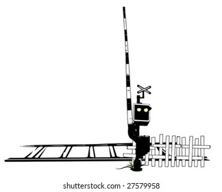 Railway crossing. Barrier.