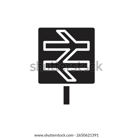 Railway Crossing Filled Icon Vector Illustration