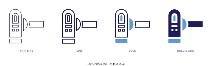 Railway crossing icon in 4 different styles. Thin Line, Line, Bold, and Bold Line. Duotone style. Editable stroke.