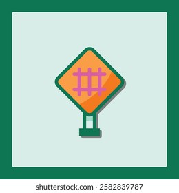 Railway Crossing Icon: Level Crossing Ahead Graphic