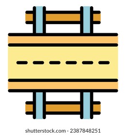 Railway crossing icon outline vector. Train road. Barrier gate color flat