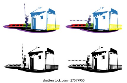 Railway crossing. Open and closed.