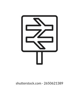 Railway Crossing Outline Icon Vector Illustration