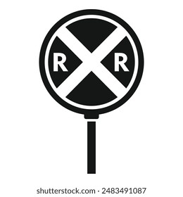 Icono de la señal de la carretera del cruce ferroviario Vector simple. Señal de precaución. Control de seguridad