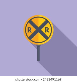 Icono de señal de carretera de cruce de ferrocarril Vector plano. Señal de precaución. Control de seguridad