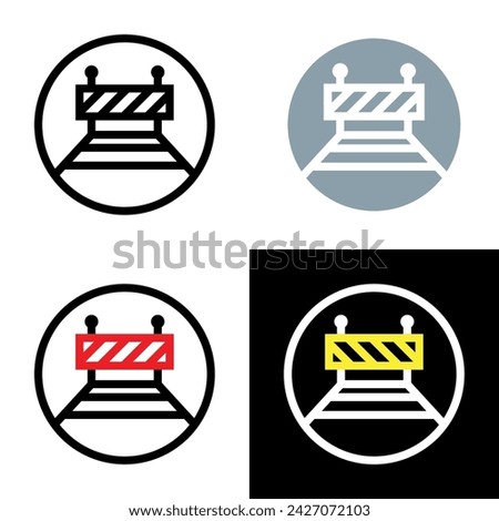 Railway dead end icon. Obstacle to travel. End of the road or entry restrictions.