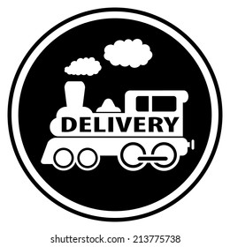 railway delivery symbol with train white silhouette