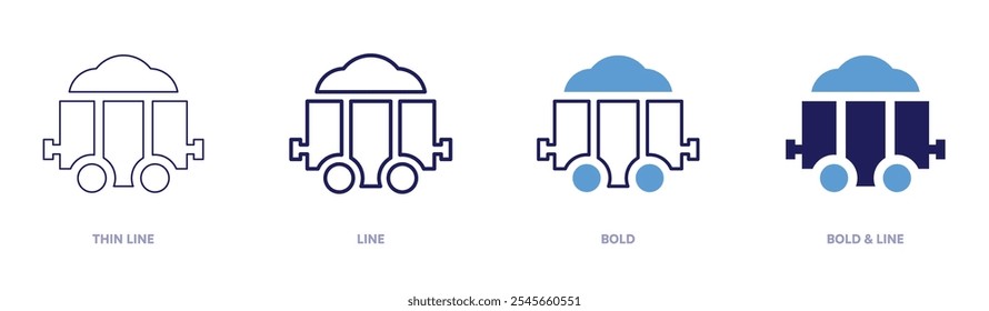 Eisenbahn Depots Symbol in 4 verschiedenen Stilen. Dünne Linie, Linie, Fett und Fette Linie. Duotone-Stil. Bearbeitbarer Strich.