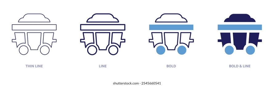 Railway financing icon in 4 different styles. Thin Line, Line, Bold, and Bold Line. Duotone style. Editable stroke.